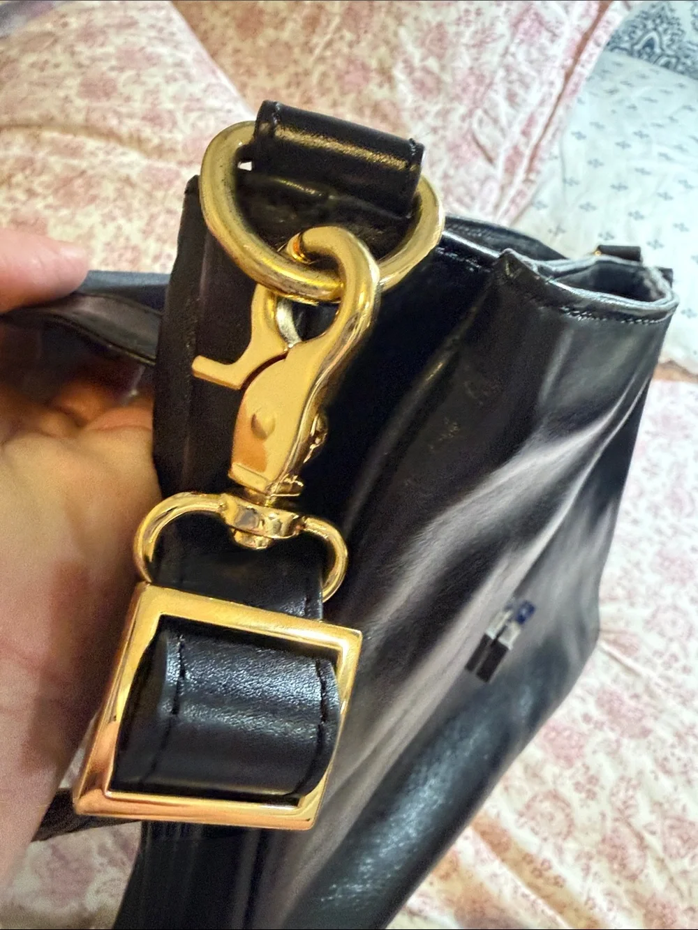 Badgley Mischka Black Leather Satchel with Gold Hardware NWOT